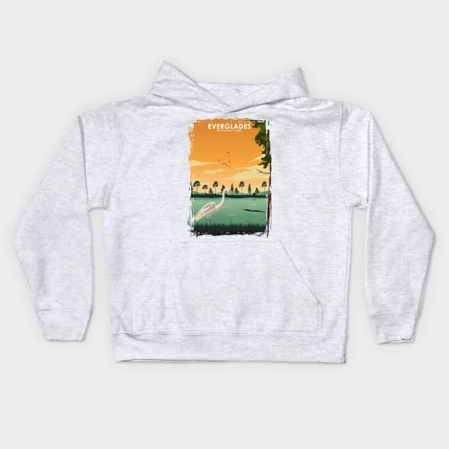 Everglades National Park Travel Poster Kids Hoodie by jornvanhezik